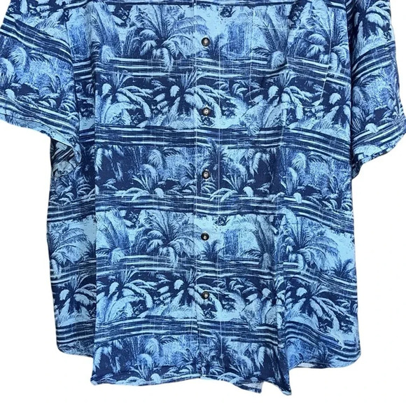 Tommy Bahama Blue Hawaiian Print Short Sleeve Button Down Shirt Size 1XLB - Picture 3 of 8